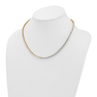 14K Yellow Gold 18 Carat Lab Grown Diamond VS+ F+ Complete Round Straight Tennis Necklace, 18" view 3