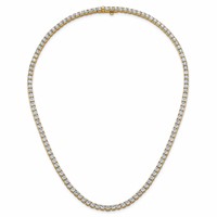 14K Yellow Gold 18 Carat Lab Grown Diamond VS+ F+ Complete Round Straight Tennis Necklace, 18" view 4