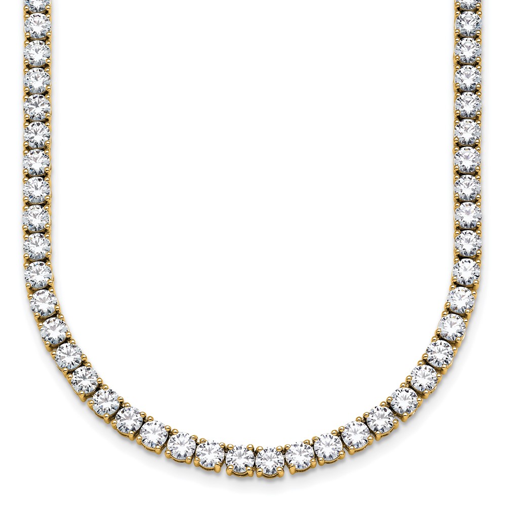 14K Yellow Gold 20 Carat Lab Grown Diamond VS SI+ G+ Complete Round Straight Tennis Necklace, 20"