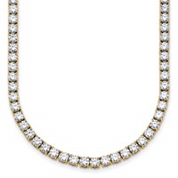 14K Yellow Gold 20 Carat Lab Grown Diamond VS SI+ G+ Complete Round Straight Tennis Necklace, 20" view 1
