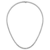 14K White Gold 26.20 Carat Lab Grown Diamond VS SI+ G+ Complete Round Straight Tennis Necklace, 20" view 4