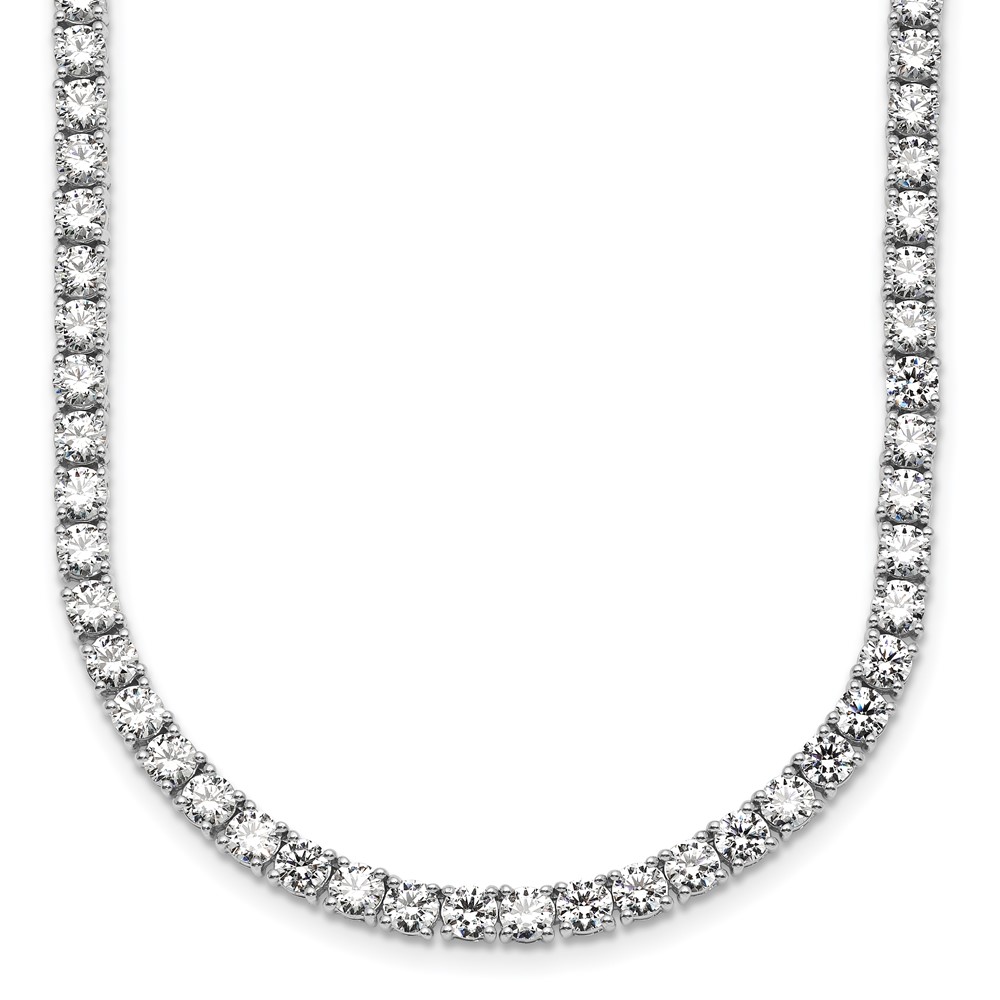 14K White Gold 26.20 Carat Lab Grown Diamond VS SI+ G+ Complete Round Straight Tennis Necklace, 20"