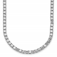 14K White Gold 26.20 Carat Lab Grown Diamond VS SI+ G+ Complete Round Straight Tennis Necklace, 20" view 1