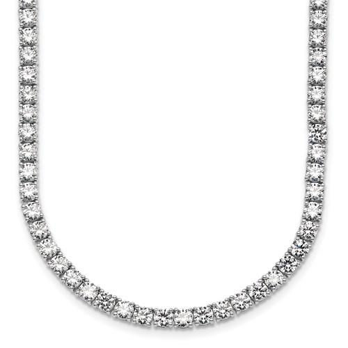 14K White Gold 26.20 Carat Lab Grown Diamond VS SI+ G+ Complete Round Straight Tennis Necklace, 20"
