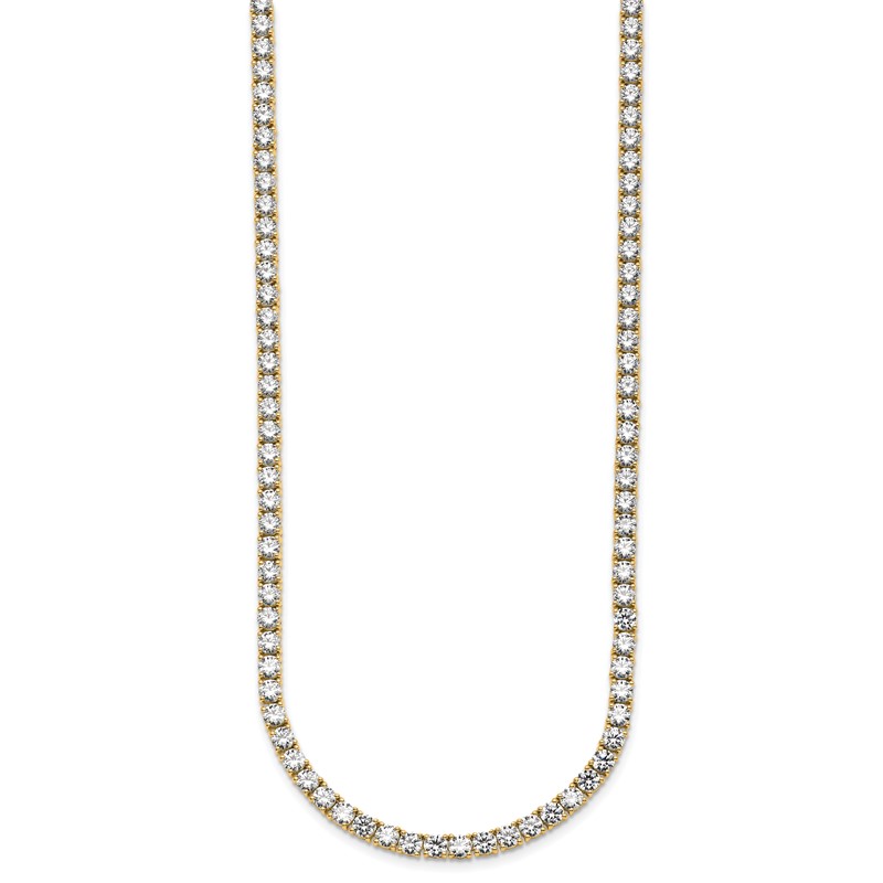 14k 28 3/4 carat Lab Grown Diamond VS/SI+ G+ Complete Round 22 inch Straight Tennis Necklace