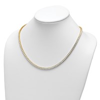 14K Yellow Gold 26.20 Carat Lab Grown Diamond VS SI+ G+ Complete Round Straight Tennis Necklace, 20" view 3