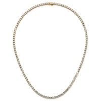14K Yellow Gold 26.20 Carat Lab Grown Diamond VS SI+ G+ Complete Round Straight Tennis Necklace, 20" view 4