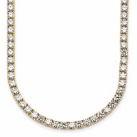 14K Yellow Gold 26.20 Carat Lab Grown Diamond VS SI+ G+ Complete Round Straight Tennis Necklace, 20" view 1