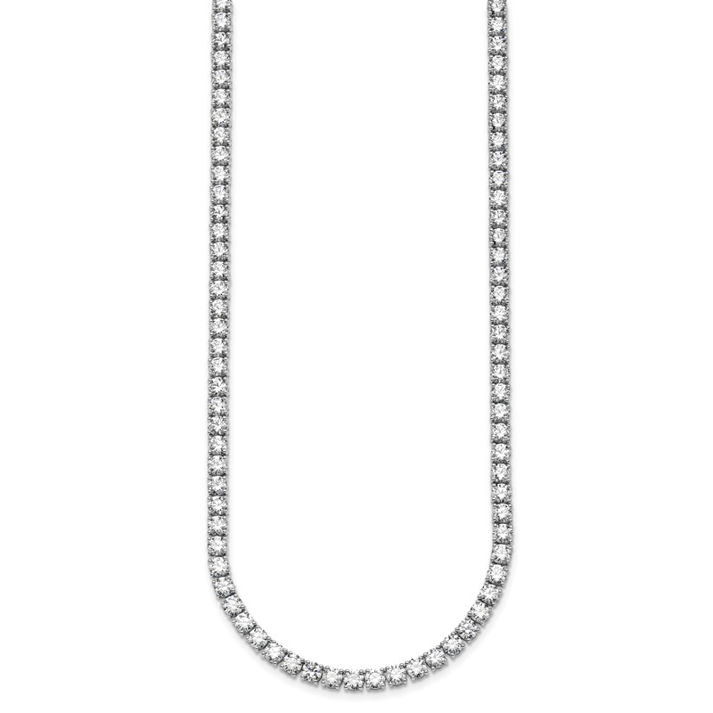 14k White Gold 33 3/4 carat Lab Grown Diamond VS/SI+ G+ Complete Round 22 inch Straight Tennis Necklace