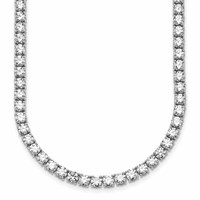 14K White Gold 30.50 Carat Lab Grown Diamond VS SI+ G+ Complete Round Straight Tennis Necklace, 20" view 1