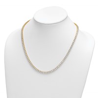 14K Yellow Gold 30.50 Carat Lab Grown Diamond VS SI+ G+ Complete Round Straight Tennis Necklace, 20" view 3