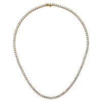 14K Yellow Gold 30.50 Carat Lab Grown Diamond VS SI+ G+ Complete Round Straight Tennis Necklace, 20" view 4