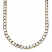 14K Yellow Gold 30.50 Carat Lab Grown Diamond VS SI+ G+ Complete Round Straight Tennis Necklace, 20" view 1