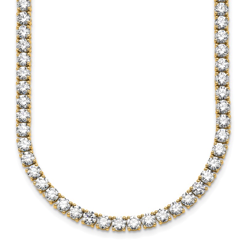 14k 33 3/4 carat Lab Grown Diamond VS/SI+ G+ Complete Round 22 inch Straight Tennis Necklace