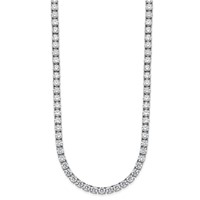 14K White Gold 36.05 Carat Lab Grown Diamond VS+ F+ Complete Round Straight Tennis Necklace, 20" view 2