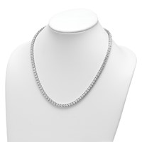 14K White Gold 36.05 Carat Lab Grown Diamond VS+ F+ Complete Round Straight Tennis Necklace, 20" view 4