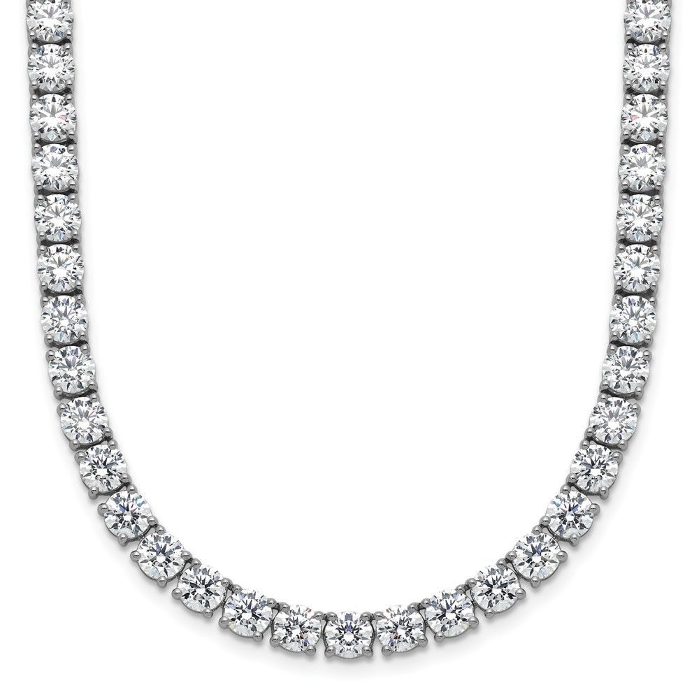 14K White Gold 36.05 Carat Lab Grown Diamond VS+ F+ Complete Round Straight Tennis Necklace, 20"