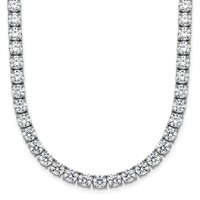 14K White Gold 36.05 Carat Lab Grown Diamond VS+ F+ Complete Round Straight Tennis Necklace, 20" view 1