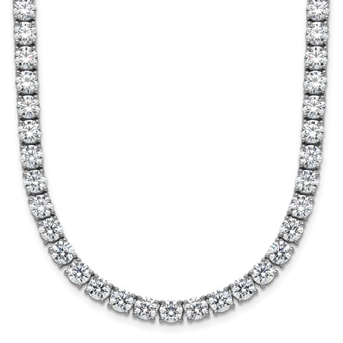 14K White Gold 36 1/20 Carat Lab Grown Diamond VS+ F+ Complete Round Straight Tennis Necklace, 20"