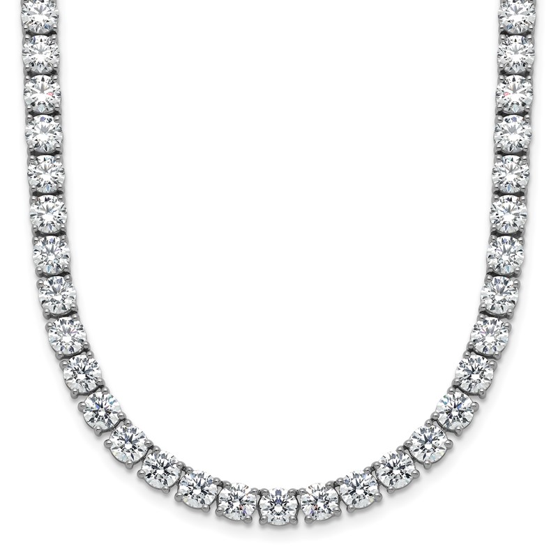 14k White Gold 32 5/8 carat Lab Grown Diamond VS/SI+ G+ Complete Round 18 inch Straight Tennis Necklace