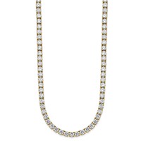 14K Yellow Gold 32.62 Carat Lab Grown Diamond VS SI+ G+ Complete Round Straight Tennis Necklace, 18" view 2