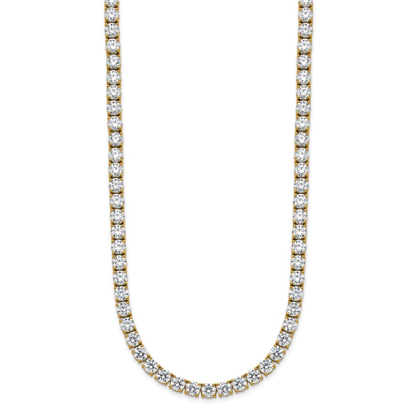14k 42 7/8 carat Lab Grown Diamond VS+ F+ Complete Round 24 inch Straight Tennis Necklace