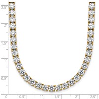 14K Yellow Gold 32.62 Carat Lab Grown Diamond VS SI+ G+ Complete Round Straight Tennis Necklace, 18" view 4