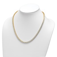 14K Yellow Gold 36.05 Carat Lab Grown Diamond VS+ F+ Complete Round Straight Tennis Necklace, 20" view 4