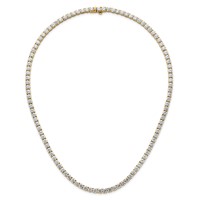 14K Yellow Gold 36.05 Carat Lab Grown Diamond VS+ F+ Complete Round Straight Tennis Necklace, 20" view 5