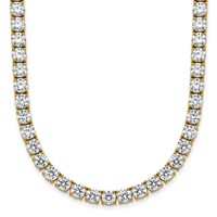 14K Yellow Gold 32.62 Carat Lab Grown Diamond VS SI+ G+ Complete Round Straight Tennis Necklace, 18" view 1