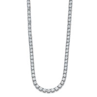 14K White Gold 34.38 Carat Lab Grown Diamond VS+ F+ Complete Round Straight Tennis Necklace, 18" view 2