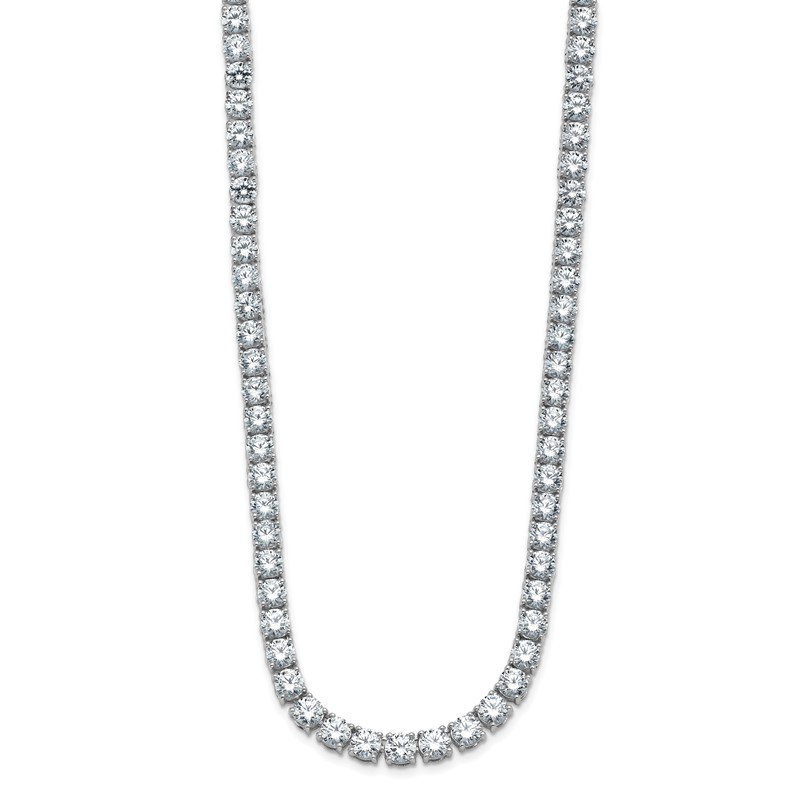 14k White Gold 38 carat Lab Grown Diamond VS/SI+ G+ Complete Round 20 inch Straight Tennis Necklace