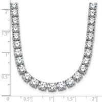 14K White Gold 34.38 Carat Lab Grown Diamond VS SI+ G+ Complete Round Straight Tennis Necklace, 18" view 3