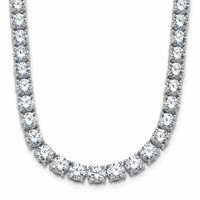 14K White Gold 34.38 Carat Lab Grown Diamond VS+ F+ Complete Round Straight Tennis Necklace, 18" view 1