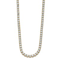 14K Yellow Gold 34.38 Carat Lab Grown Diamond VS SI+ G+ Complete Round Straight Tennis Necklace, 18" view 2