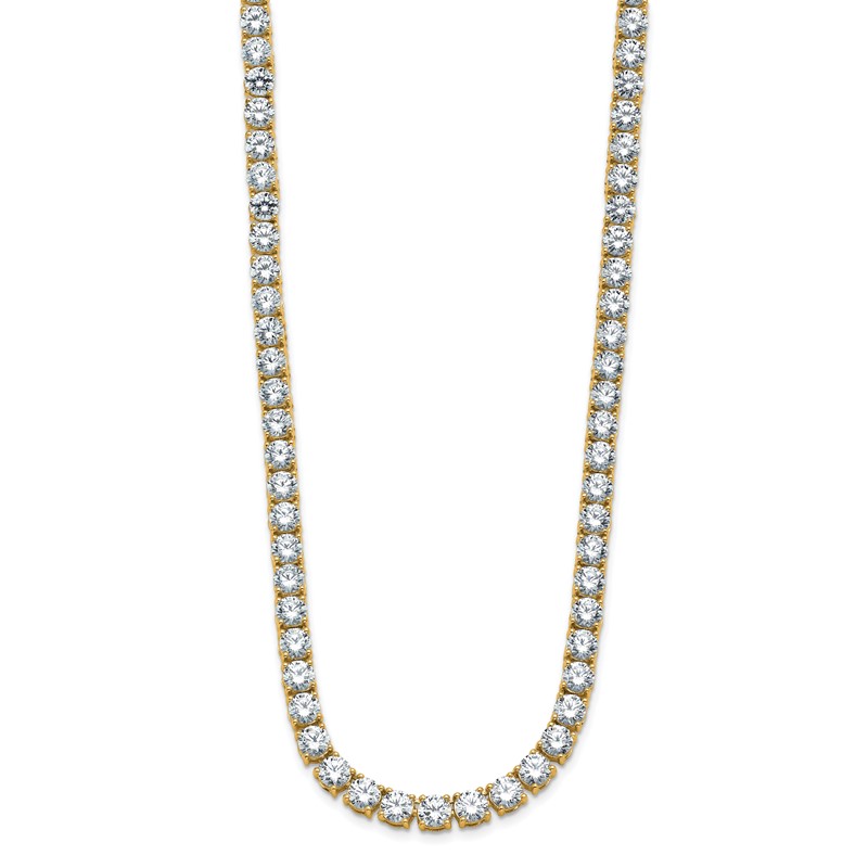 14k 34 3/8 carat Lab Grown Diamond VS/SI+ G+ Complete Round 18 inch Straight Tennis Necklace