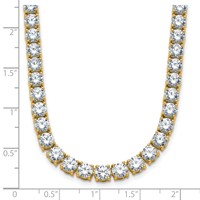 14K Yellow Gold 34.38 Carat Lab Grown Diamond VS SI+ G+ Complete Round Straight Tennis Necklace, 18" view 3