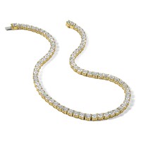 14K Yellow Gold 44 Carat Lab Grown Diamond VS SI+ G+ Complete Round Straight Tennis Necklace, 18" view 5