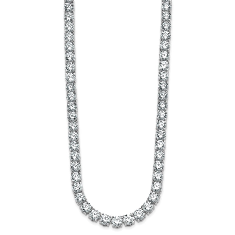 14k White Gold 44 carat Lab Grown Diamond VS/SI+ G+ Complete Round 18 inch Straight Tennis Necklace