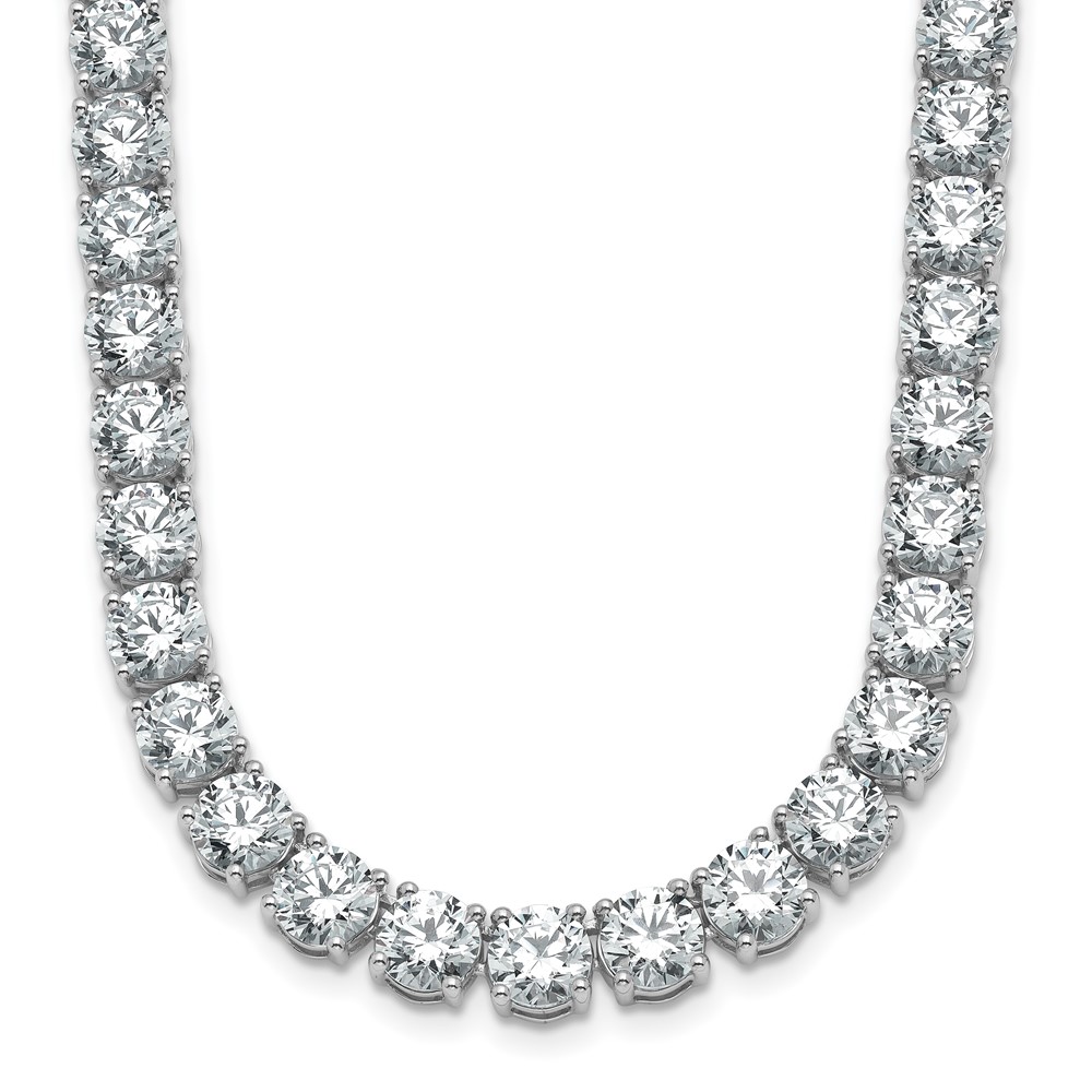 14K White Gold 44 Carat Lab Grown Diamond VS+ F+ Complete Round Straight Tennis Necklace, 18"