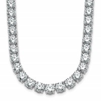 14K White Gold 44 Carat Lab Grown Diamond VS+ F+ Complete Round Straight Tennis Necklace, 18" view 1