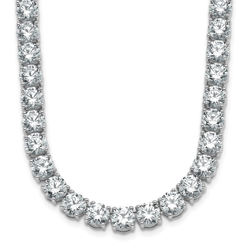 14k White Gold 44 carat Lab Grown Diamond VS/SI+ G+ Complete Round 18 inch Straight Tennis Necklace