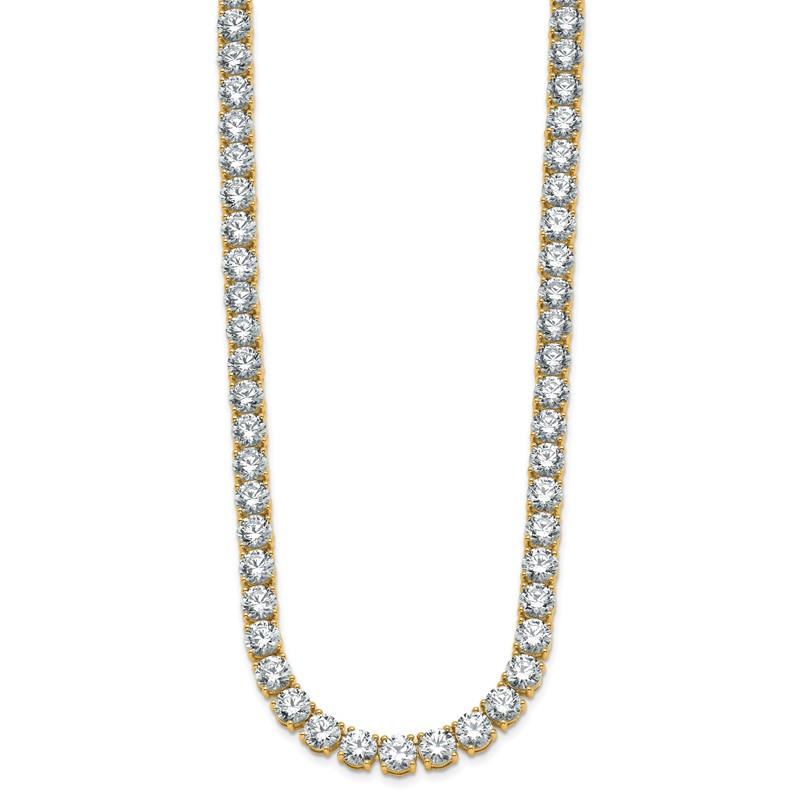 14k 44 carat Lab Grown Diamond VS/SI+ G+ Complete Round 18 inch Straight Tennis Necklace