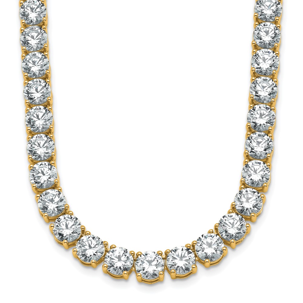 14K Yellow Gold 44 Carat Lab Grown Diamond VS SI+ G+ Complete Round Straight Tennis Necklace, 18"
