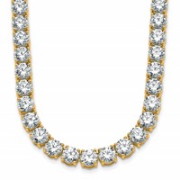 14K Yellow Gold 44 Carat Lab Grown Diamond VS SI+ G+ Complete Round Straight Tennis Necklace, 18" view 1