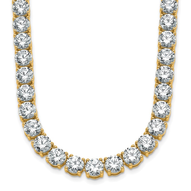 14k 44 carat Lab Grown Diamond VS/SI+ G+ Complete Round 18 inch Straight Tennis Necklace