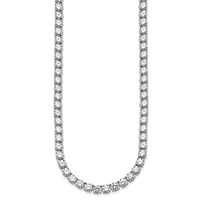 14K White Gold 56.25 Carat Lab Grown Diamond VS SI+ G+ Complete Round Straight Tennis Necklace, 18" view 2