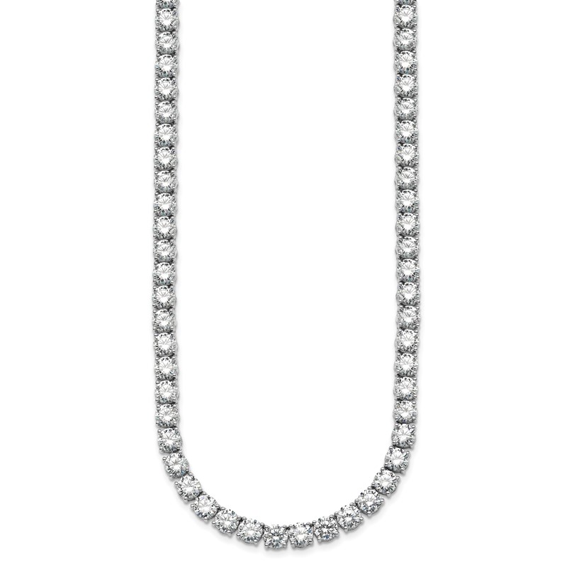 14k White Gold 56 1/4 carat Lab Grown Diamond VS+ F+ Complete Round 18 inch Straight Tennis Necklace