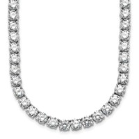 14K White Gold 56.25 Carat Lab Grown Diamond VS SI+ G+ Complete Round Straight Tennis Necklace, 18" view 1