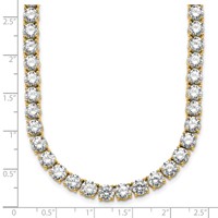 14K Yellow Gold 56.25 Carat Lab Grown Diamond VS SI+ G+ Complete Round Straight Tennis Necklace, 18" view 3